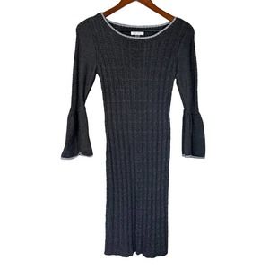CALVIN KLEIN cable knit bell sleeve sweater dress